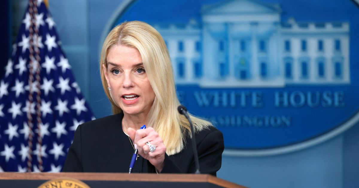 Attorney General Pam Bondi speaks on recent Supreme Court rulings in the briefing room at the White House on June 27, 2025, in Washington, D.C.